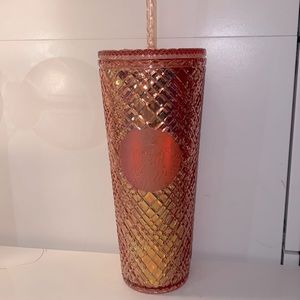 LIMITED EDITION 2021 starbucks iced cup 24oz rose gold crystal